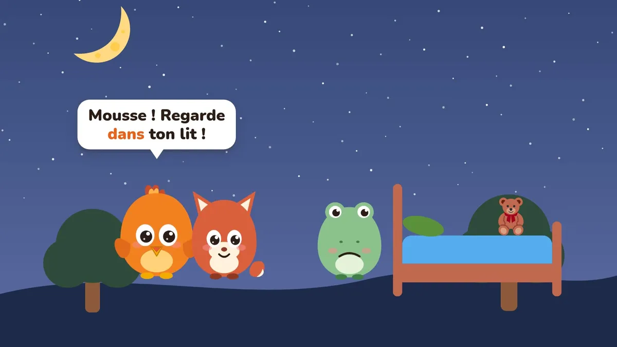 Flam et ses amis, le soir, avant de dormir