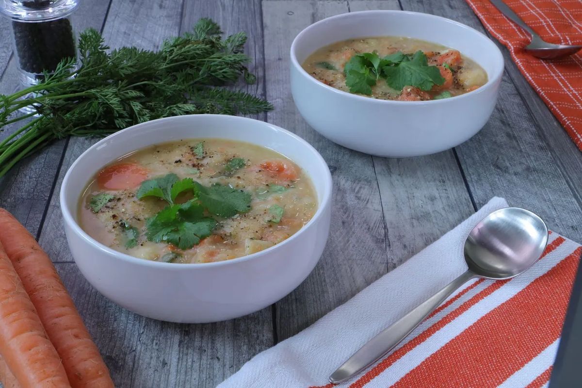 Velouté de carotte au gingembre et œuf poché