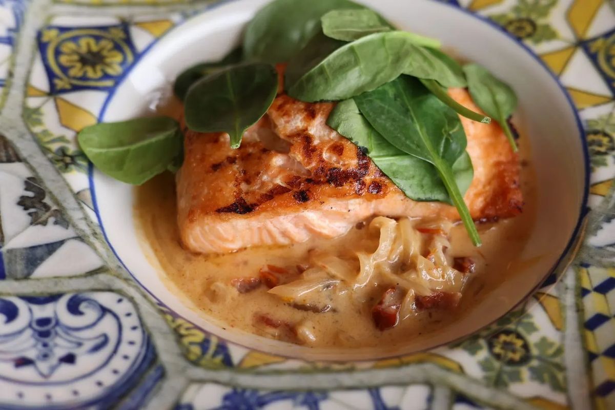 Saumon et épinards à la crème