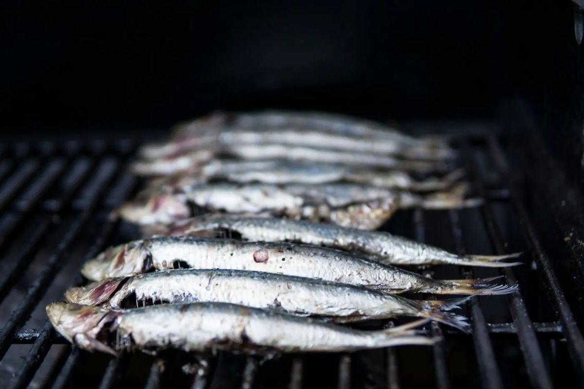 Sardines grillées, salade de roquette et haricots blancs